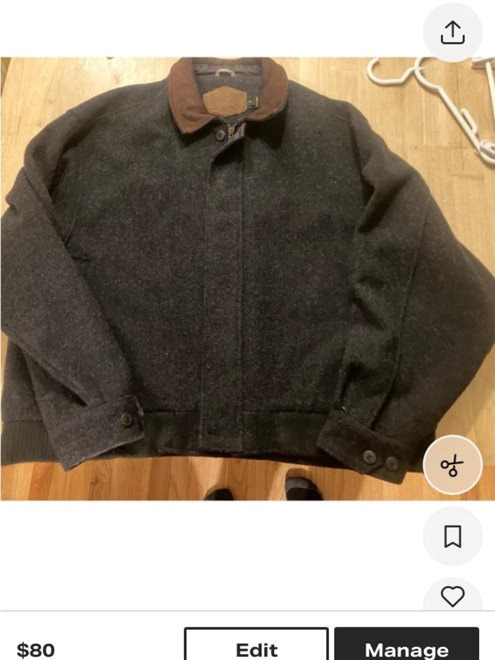 Woolrich Men's Wool bomber jacket charcoal grayXL